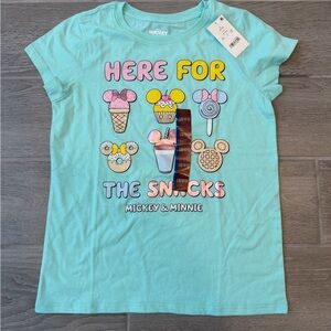 NWT Disney Mickey Mouse Minnie Mouse Snacks Graphic T-Shirt Girls Size L (10/12)